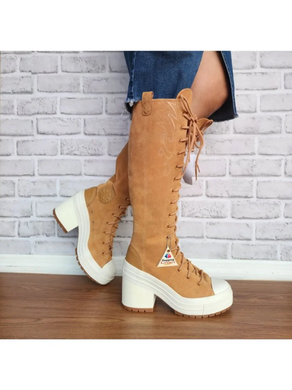 ⭐Converse Chuck 70 De Luxe Heel XX Hi Western Sz 7 Women Shoes Boots Tan A15660C